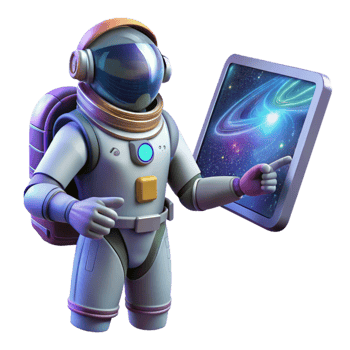 extraordinary classic A solitary astronaut using a holographic interface in space, detailed spacesuit, vibrant nebula backdrop, science fiction style 4K png