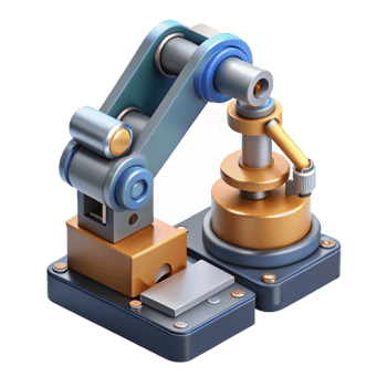 serene vintage A robotic arm assembling a microchip, precise movements, industrial lighting, hyperrealistic style detailed png