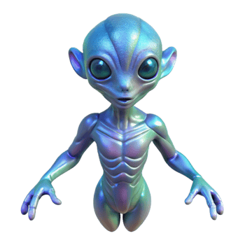 beautiful abstract An alien creature with shimmering, iridescent skin floats in a zero-gravity environment. Ethereal and otherworldly lighting. Detailed creature design high quality png