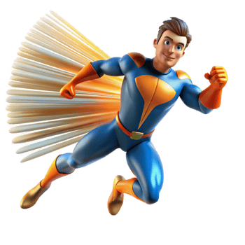 beautiful vintage A superhero with super speed, depicted as a blurred motion, lit with streaks of light in a dynamic, fast-paced style high quality png