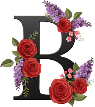 Decorative Floral Alphabet B with Stylish Ornaments Clipart. . png