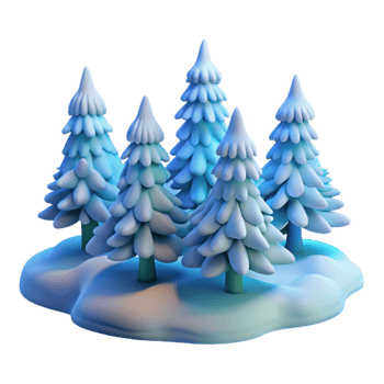 vibrant classic A snow-covered pine forest, quiet and serene, soft blue light, winter landscape photography genuine png