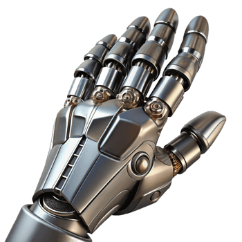stunning rustic A bionic arm with intricate mechanical details, metallic finish, dramatic lighting, biomechanical style premium png