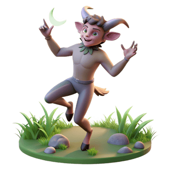 dramatic abstract A playful satyr dancing in a moonlit glade, soft diffused lighting, romanticism style genuine png