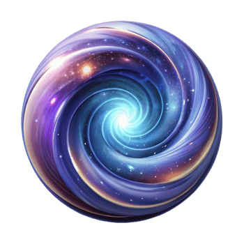 serene vintage A swirling vortex of cosmic energy, forming a galaxy-like structure, illuminated by a bright, celestial light, with an astronomical art style high resolution png