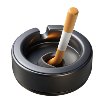 wonderful minimalist A burning cigarette in an ashtray, surrounded by darkness, symbolic noir style 4K png
