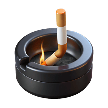 stunning traditional A burning cigarette in an ashtray, surrounded by darkness, symbolic noir style premium png