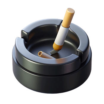 stunning creative A burning cigarette in an ashtray, surrounded by darkness, symbolic noir style detailed png