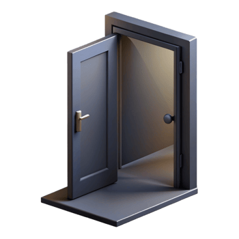 vibrant creative A half-open door leading into a dark room, suspenseful noir style original png
