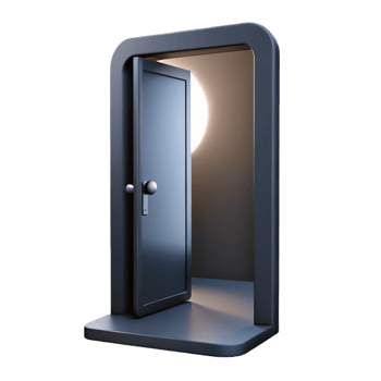 stunning creative A half-open door leading into a dark room, suspenseful noir style genuine png