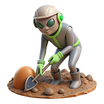 elegant abstract Alien archaeologist excavating a prehistoric Earth site, natural lighting, paleo-sci-fi style exclusive png