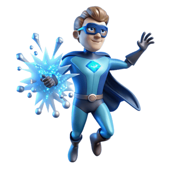 beautiful minimalist A sound-based superhero with sonic waves radiating from their body, shattering glass, bathed in a cool, blue light, in a stylized, graphic novel style high resolution png