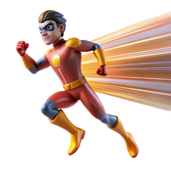 vibrant creative A super-speed superhero with blurred motion trails, running through a city, lit by streaking city lights, in a dynamic, action painting style original png