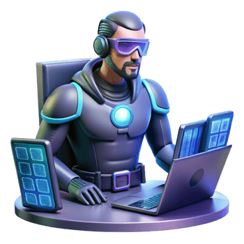 beautiful artistic A tech-based superhero with holographic displays and advanced weaponry, hacking into a system, bathed in the glow of computer screens, in a cyberpunk, gritty style original png