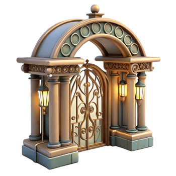 wonderful minimalist Art Nouveau metro station entrance, intricate ironwork, floral motifs, soft glow, art nouveau style, 8k, exclusive png