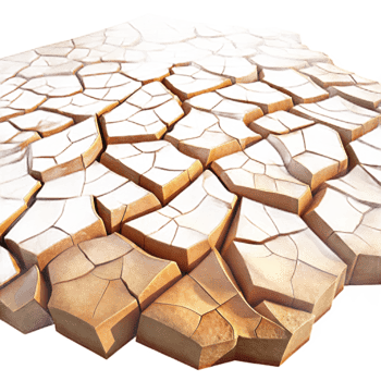 impressive abstract A cracked desert floor, with intricate patterns and textures, lit by the harsh midday sun original png