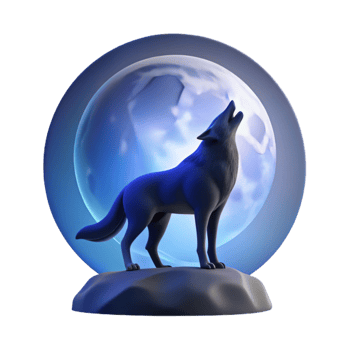 magnificent vintage A lone wolf howling at the moon, silhouetted against a dark blue sky, with a mystical atmosphere authentic png
