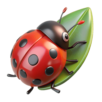 stunning minimalist A close-up of a ladybug crawling on a leaf, macro photography, with vibrant red and black colors high quality png