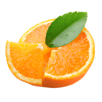 Close up of Juicy Orange Slices with Fresh Green Leaves png