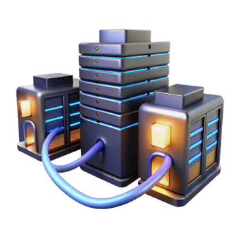 dramatic classic A server farm stretching into infinity, glowing server racks and cables, low-key lighting, digital painting style original png