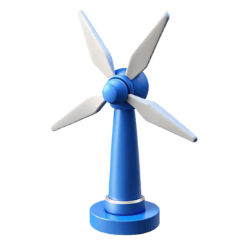 beautiful creative A wind turbine generating clean energy, sleek and modern design, natural lighting with a blue sky, renewable energy technology style high resolution png