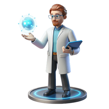 beautiful rustic A scientist working on a holographic interface, laboratory lighting, photorealistic style high resolution png