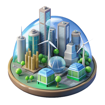 stunning vintage A futuristic city powered by renewable energy sources, vibrant daylight, eco-futurism style 4K png