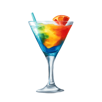 Vibrant and Colorful Cocktail in Martini Glass with Garnish png