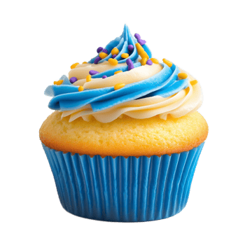 Colorful and Vibrant Cupcake with Decorative Buttercream Frosting png