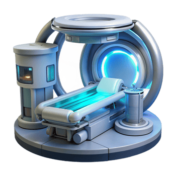 beautiful contemporary A futuristic medical bay filled with advanced technology, bathed in sterile, white light. Cyberpunk, clinical style 4K png