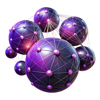 serene contemporary A field of vibrant, pulsating orbs, connected by thin, glowing lines, with a dark, mysterious atmosphere, psychedelic style high quality png