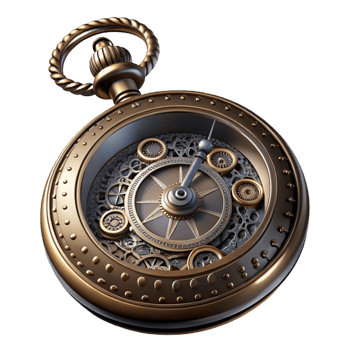 beautiful abstract An engraved illustration of a Victorian-era pocket watch with intricate gears and Roman numerals, etched metal texture, dark, moody lighting high quality png