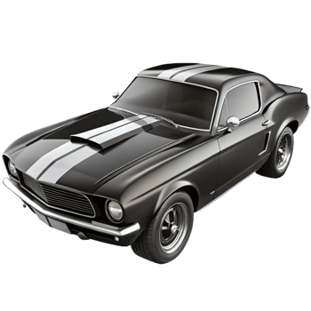 impressive rustic A black and white photograph of a classic 1960s muscle car, high contrast lighting, gritty realism style premium png