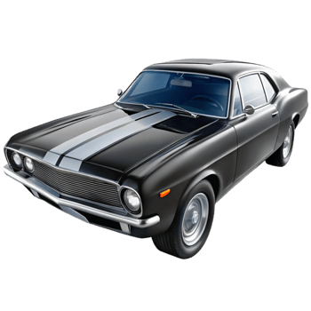 beautiful creative A black and white photograph of a classic 1960s muscle car, high contrast lighting, gritty realism style premium png