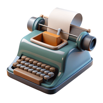 magnificent creative A highly detailed painting of a vintage typewriter with keys and paper, realistic lighting, photorealistic style professional png