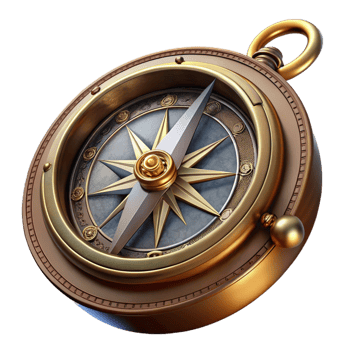 stunning creative An intricate illustration of a vintage compass with ornate details and a brass finish, dramatic lighting, steampunk aesthetic exclusive png