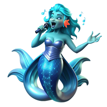 extraordinary vintage A graceful siren, scales shimmering beneath the waves, singing a haunting melody, illuminated by bioluminescent plankton. Art style Surrealism detailed png