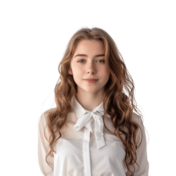 Confident Young Woman with Warm Smile Posing in White Background png
