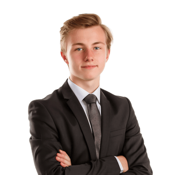 Confident Young Businessman in Suit Smiling at in Office Setting png
