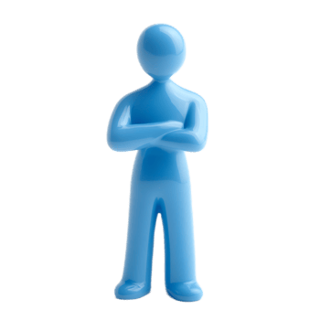Confident Blue 3D Figure with Crossed Arms Standing Pose png