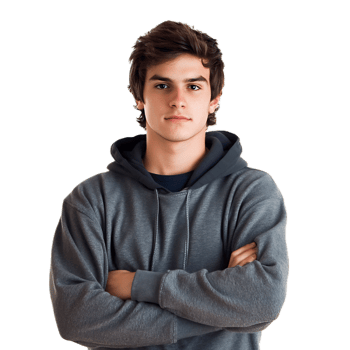Confident Young Man with Casual Urban Wear in Thoughtful Pose png