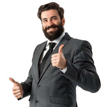 Confident Businessman Gesturing Thumbs Up with Positive Attitude png