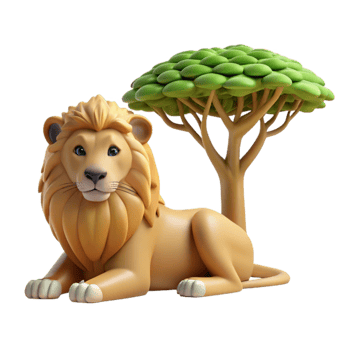 serene creative A regal lion pride resting beneath the shade of an acacia tree, photorealistic style, warm savannah lighting professional png