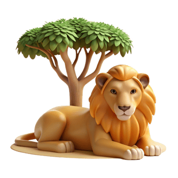 extraordinary rustic A regal lion pride resting beneath the shade of an acacia tree, photorealistic style, warm savannah lighting professional png