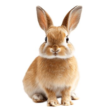 Curious Fluffy Brown Rabbit Sitting Closeup Portrait on White Background png