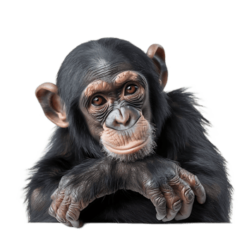 Curious Chimpanzee Face Closeup in Natural Habitat png