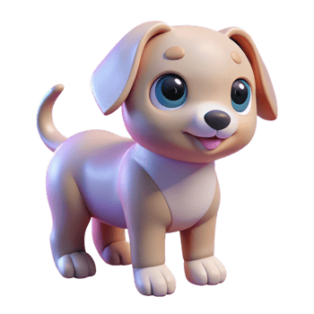 dramatic creative A cute puppy with floppy ears, playful pose, soft pastel colors, kawaii anime style 4K png