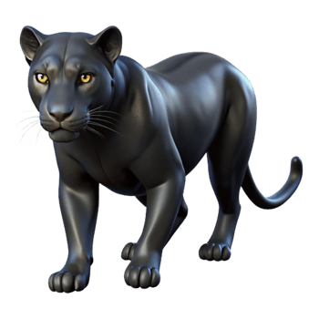 vibrant minimalist A sleek black panther prowling through the night, dramatic lighting, realistic rendering 4K png