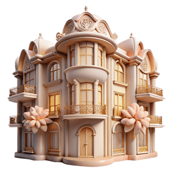wonderful minimalist An art nouveau apartment building with intricate floral details, soft, warm lighting, elegant, 4K png