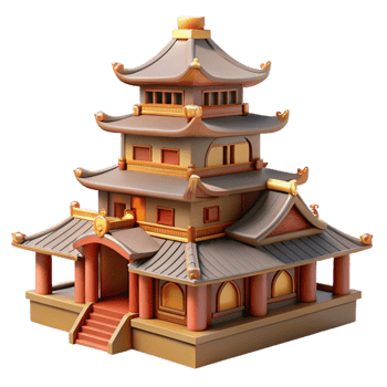 stunning minimalist A traditional Japanese castle, intricate wooden architecture, soft lighting, serene, original png